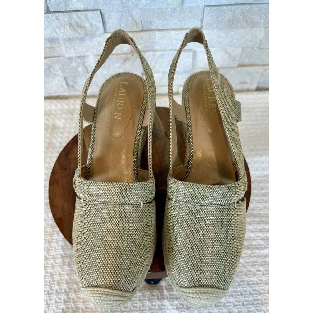 Lauren Ralph Lauren Penelopie Wedge Sandals Beige 9B